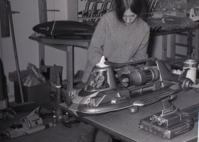 Thunderbirds and Joe 90 car in the workshop